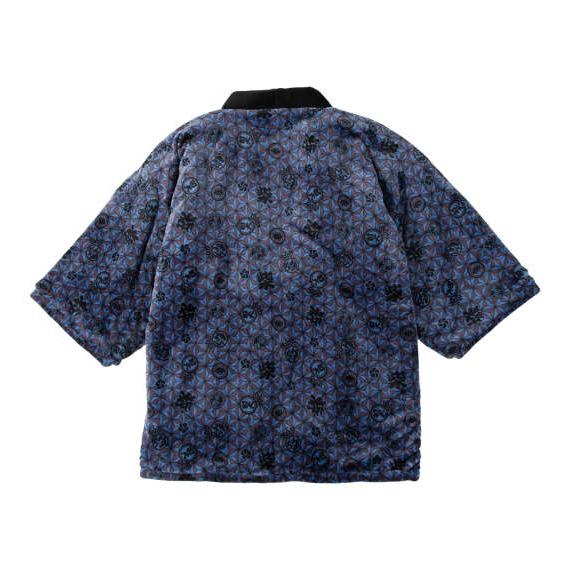 大きいサイズ メンズ 黒柴印和んこ堂 麻の葉紋様柄 ふわもこ 半纏