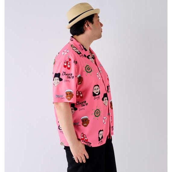 大きいサイズ メンズ HUMAROUS Imagine 半袖 アロハ シャツ ピンク 1267-4200-1 3L 4L 5L 6L 大きいサイズ メンズ HUMAROUS Imagine 半袖 アロハ シャツ ピンク