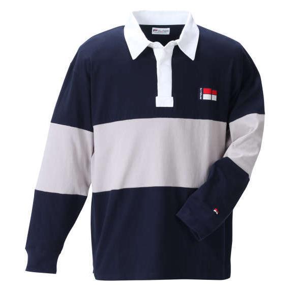 大きいサイズ メンズ H by FIGER 切替 長袖 ラガーシャツ ネイビー