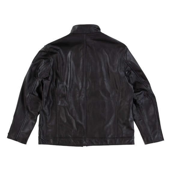 大きいサイズ メンズ TETE HOMME スタンドカラー レザー ブルゾン ブラック 1273-4660-1 3L 4L 5L 6Lの画像