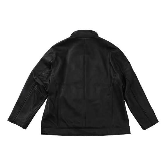 大きいサイズ メンズ TETE HOMME スタンドカラー レザー ブルゾン ブラック 1273-5357-2 3L 4L 5L 6Lの画像