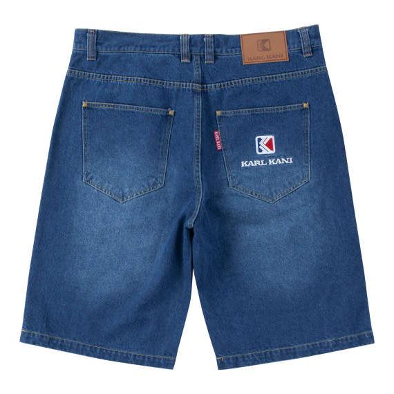 大きいサイズ メンズ KARL KANI デニム ハーフパンツ ストーン