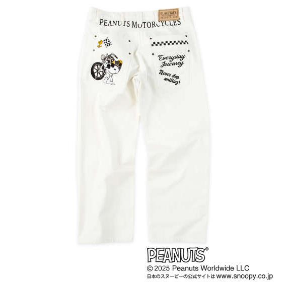 大きいサイズ メンズ FLAGSTAFF×PEANUTS スヌーピーコラボ デニム パンツ ホワイト 1274-5315-1 100 110 120 130 大きいサイズ メンズ FLAGSTAFF×PEANUTS スヌーピーコラボ デニム