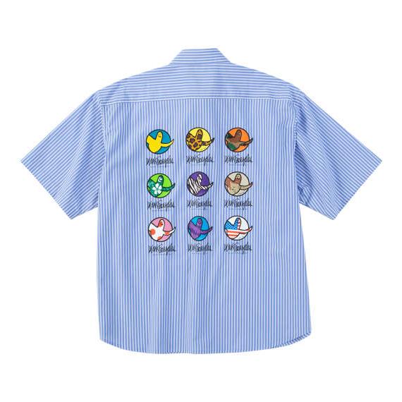 大きいサイズ メンズ (What it isNt) ストライプ 半袖 シャツ サックスブルー 1277-5255-2 3L 4L 5L 6L 8L 大きいサイズ メンズ (What it isNt) ストライプ 半袖 シャツ サックス