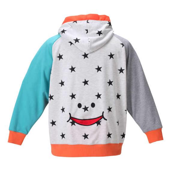 大きいサイズ メンズ UP!SMILE クレイジー 切替 パーカー オレンジ