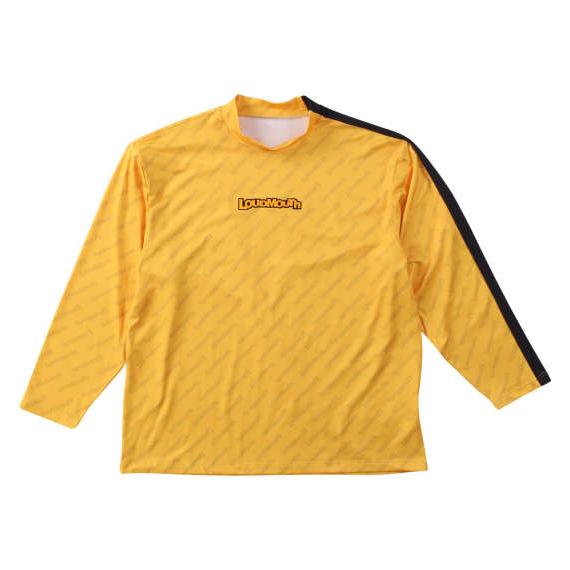 大きいサイズ メンズ LOUDMOUTH 裏起毛 スムース ライト モックネック 長袖 シャツ イエロー 1278-3325-1 3L 4L 5L 6L LOUDMOUTH（ラウドマウスゴルフ） 大きいサイズ メンズ 裏起毛