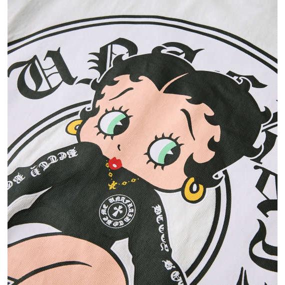 大きいサイズ メンズ BETTY BOOP 天竺プリント 長袖 Tシャツ オフ