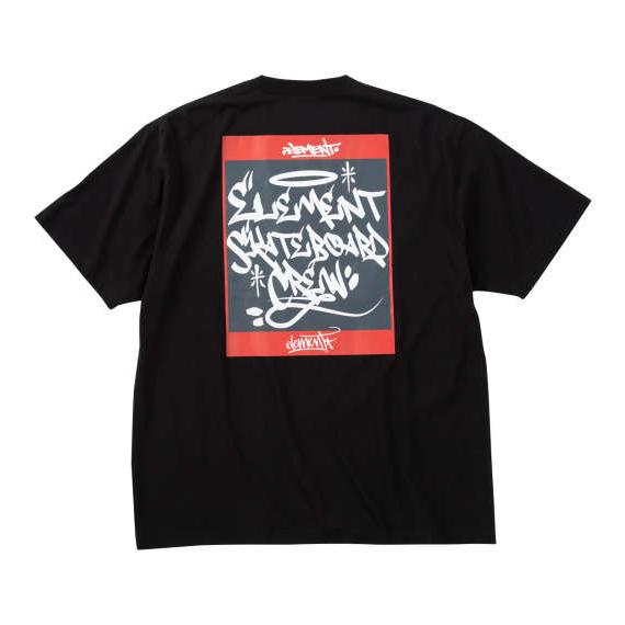 大きいサイズ メンズ ELEMENT TAG SQUARE 半袖 Tシャツ ブラック 1278