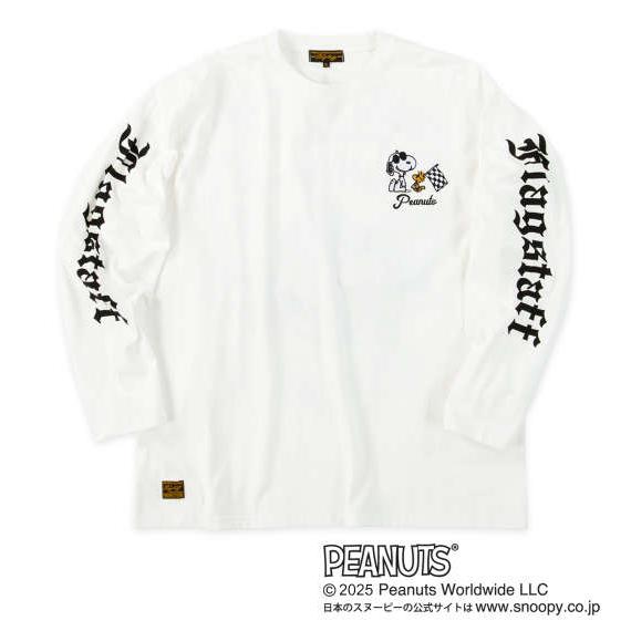 大きいサイズ メンズ FLAGSTAFF×PEANUTS スヌーピーコラボ 長袖 Tシャツ ホワイト 1278-5305-1 3L 4L 5L 6L 8L 大きいサイズ メンズ FLAGSTAFF×PEANUTS スヌーピーコラボ 長袖 T