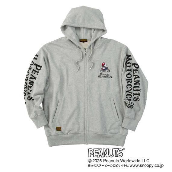 大きいサイズ メンズ FLAGSTAFF×PEANUTS スヌーピーコラボ フルジップ パーカー グレー 1278-5306-1 3L 4L 5L 6L 8L 大きいサイズ メンズ FLAGSTAFF×PEANUTS スヌーピーコラボ フルジップ