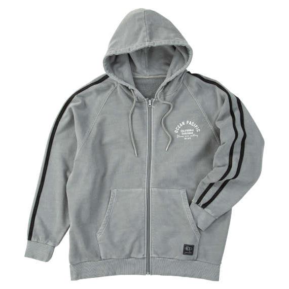 大きいサイズ メンズ OCEAN PACIFIC 裏毛 ライン フルジップ パーカー カーキグレー 1278-5341-2 3L 4L 5L 6L 8L 大きいサイズ メンズ OCEAN PACIFIC 裏毛 ライン フルジップ パーカー