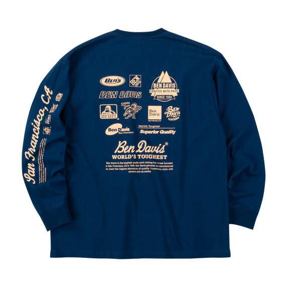大きいサイズ メンズ BEN DAVIS スポンサードプリント 長袖 Tシャツ コバルトブルー 1278-5610-2 3L 4L 5L 6L 大きいサイズ メンズ BEN DAVIS スポンサードプリント 長袖 Tシャツ