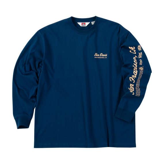 大きいサイズ メンズ BEN DAVIS スポンサードプリント 長袖 Tシャツ
