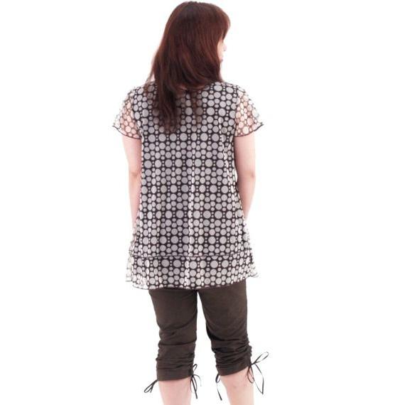 送料無料】 LANE BRYANT ドット柄プルオーバー ブラウン×ホワイト 2001