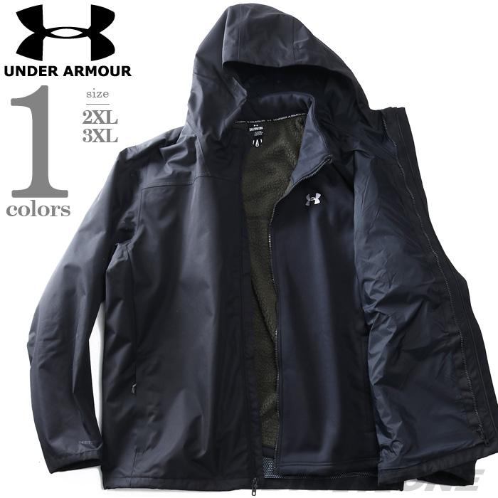 大きいサイズ メンズ UNDER ARMOUR アンダーアーマー ライナー付 3WAY フーデッド ジャケット PORTER 3-IN-1 JACKET USA直輸入 1371585-002 UNDER ARMOUR（アンダーアーマー） 大きいサイズ メンズ ライナー付