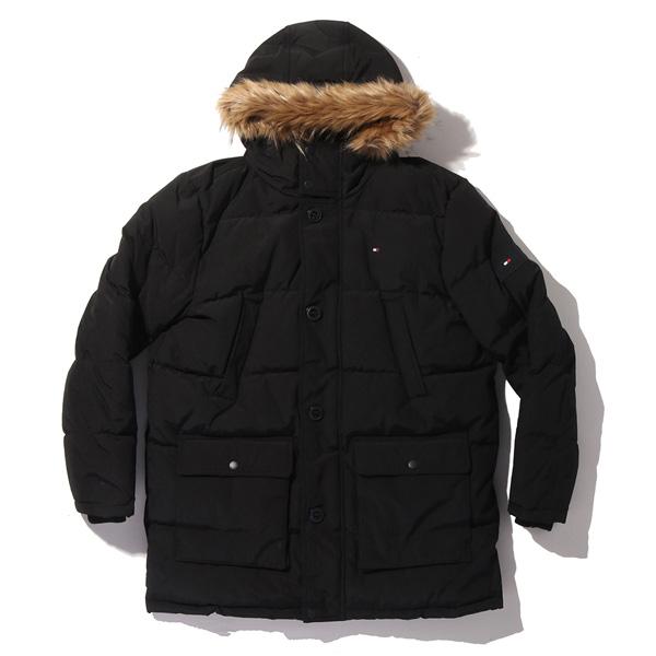 大きいサイズ メンズ TOMMY HILFIGER トミーヒルフィガー 中綿入り ロング コート ジャケット フード付き LONG FUR JACKE USA直輸入 159ap468