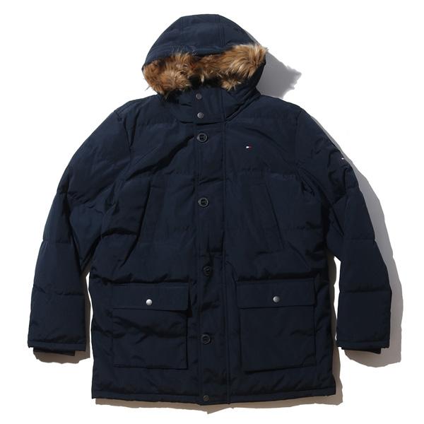 大きいサイズ メンズ TOMMY HILFIGER トミーヒルフィガー 中綿入り ロング コート ジャケット フード付き LONG FUR JACKE USA直輸入 159ap468
