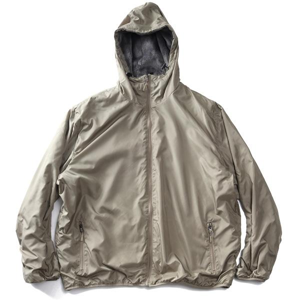 大きいサイズ メンズ Three Quarter ポリタフタ 裏シャギー フーデッド ブルゾン 裏ボア保温 207-b-240502 大きいサイズ メンズ Three Quarter ポリタフタ 裏シャギー フーデッド