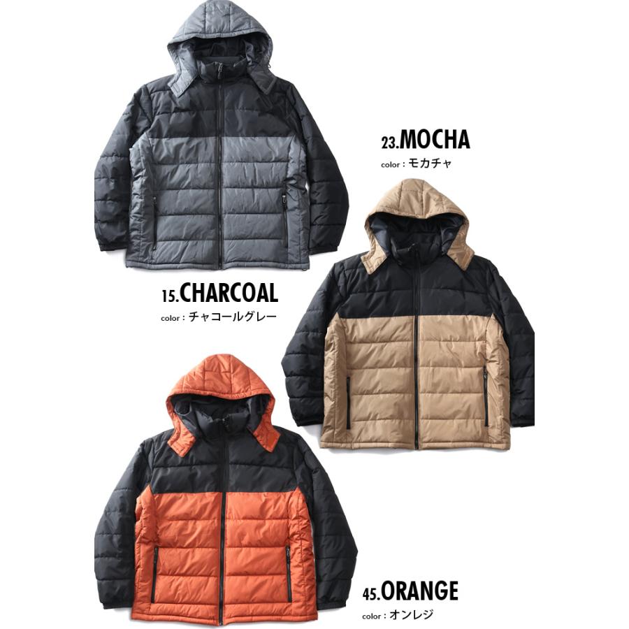 大きいサイズ メンズ Three Quarter フード脱着 切替 中綿 ブルゾン 撥水 防風 保温 207-b-240503 大きいサイズ メンズ Three Quarter フード脱着 切替 中綿 ブルゾン 撥