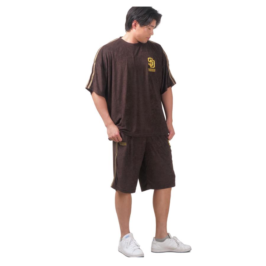 大きいサイズ メンズ MLB メジャーリーグ パイル 半袖 上下セット ビッグシルエット 春夏新作 21531yh 【t2501】