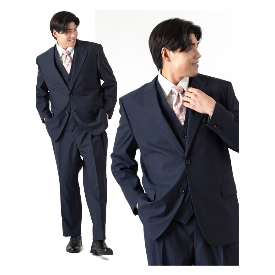 大きいサイズ メンズ スリーピース 2ツ釦スーツ ビジネススーツ スーツ ベスト付き リクルートスーツ 上下セット 秋冬新作 2399 【t2502】 | ブランド登録なし | 01