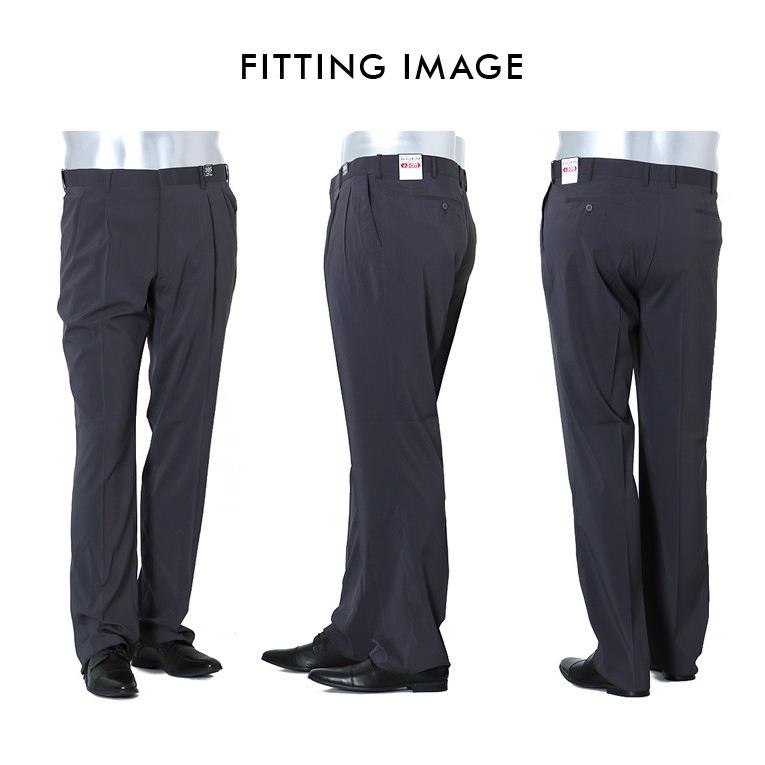 大きいサイズ メンズ Miramoda 脇ラクストレッチツータックスラックス