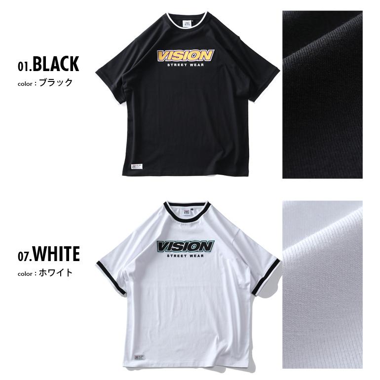 大きいサイズ メンズ VISION STREET WEAR リブライン ロゴ刺繍 半袖 Tシャツ 3505702 | VISION STREET WEAR | 01