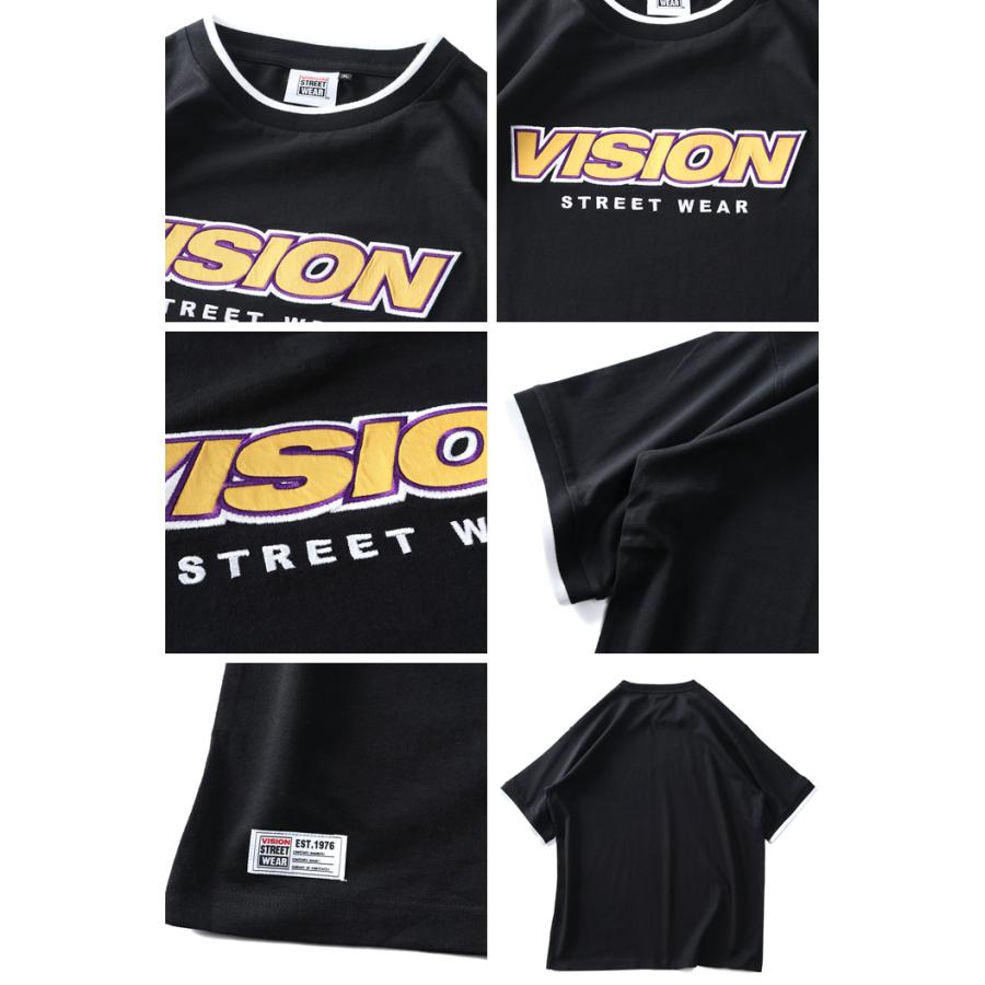 大きいサイズ メンズ VISION STREET WEAR リブライン ロゴ刺繍 半袖 Tシャツ 3505702 | VISION STREET WEAR | 02