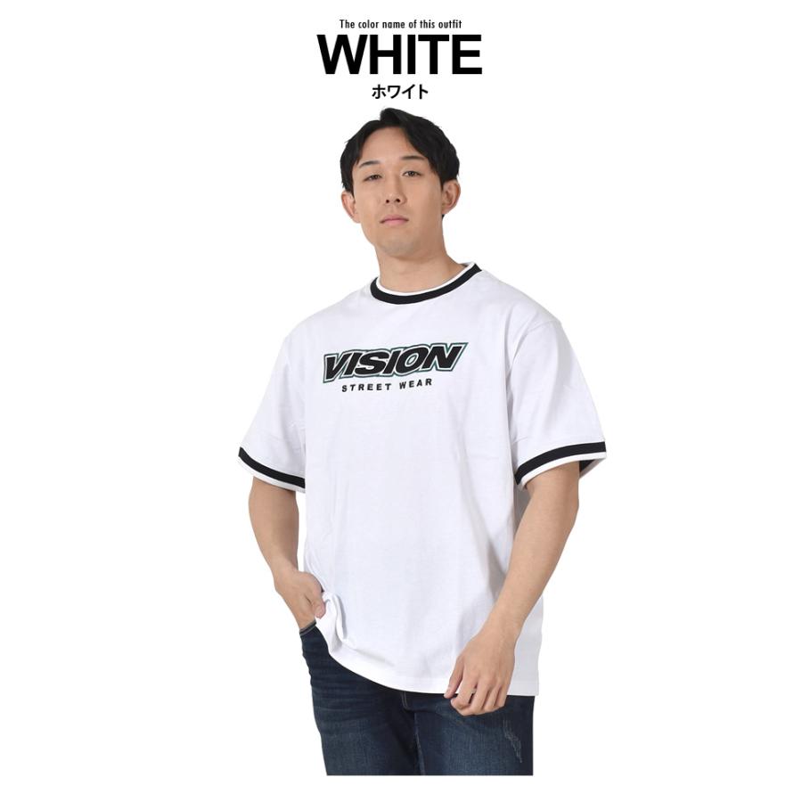 大きいサイズ メンズ VISION STREET WEAR リブライン ロゴ刺繍 半袖 Tシャツ 3505702 | VISION STREET WEAR | 04