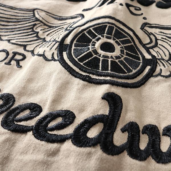 大きいサイズ メンズ OILCAKE オイルケーキ ツイル 刺繍 サガラ シャツ