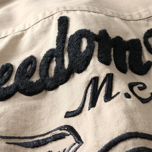 大きいサイズ メンズ OILCAKE オイルケーキ ツイル 刺繍 サガラ シャツ