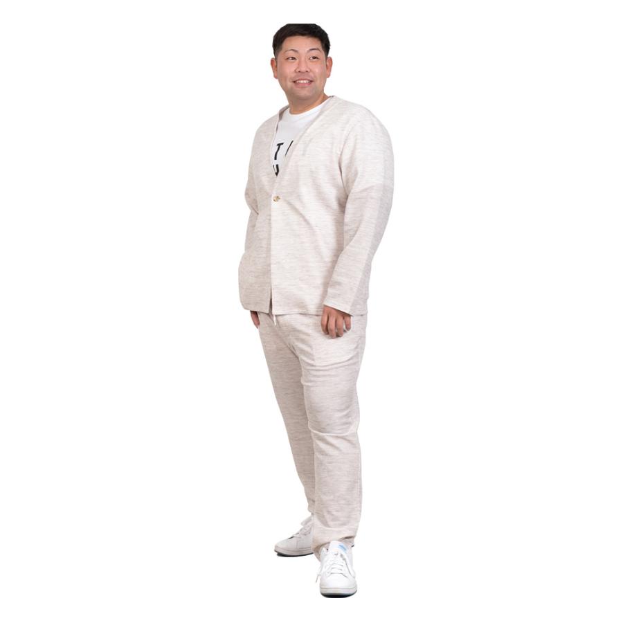 大きいサイズ メンズ SARTORIA BELLINI セットアップ ノルマンディー リネン ノーカラー ジャケット 麻混 ストレッチ 軽量 ウォッシャブル 522002b | Sartoria Bellini | 06