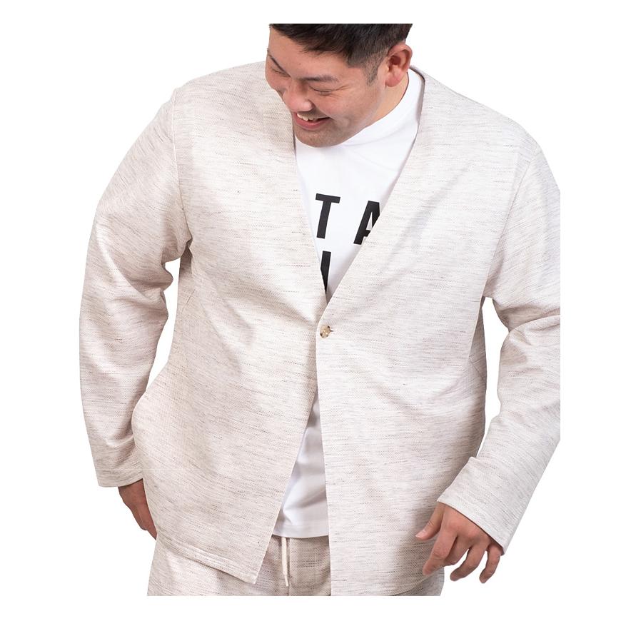 大きいサイズ メンズ SARTORIA BELLINI セットアップ ノルマンディー リネン ノーカラー ジャケット 麻混 ストレッチ 軽量 ウォッシャブル 522002b | Sartoria Bellini | 07