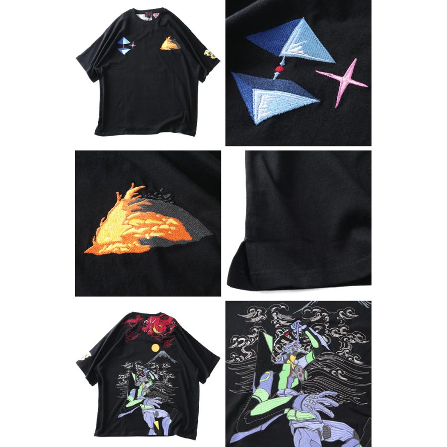 大きいサイズ メンズ EVANGELION × 錦 エヴァンゲリオン×ニシキ 初号機VS赤龍 刺繍 半袖 Tシャツ 554369k | ブランド登録なし | 02
