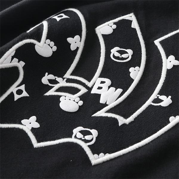 大きいサイズ メンズ B/W-PDJ RELAX パンダ 刺繍 プリント 半袖 T