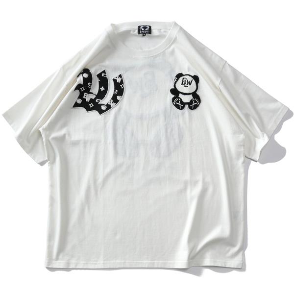 大きいサイズ メンズ B/W-PDJ RELAX パンダ 刺繍 プリント 半袖 T