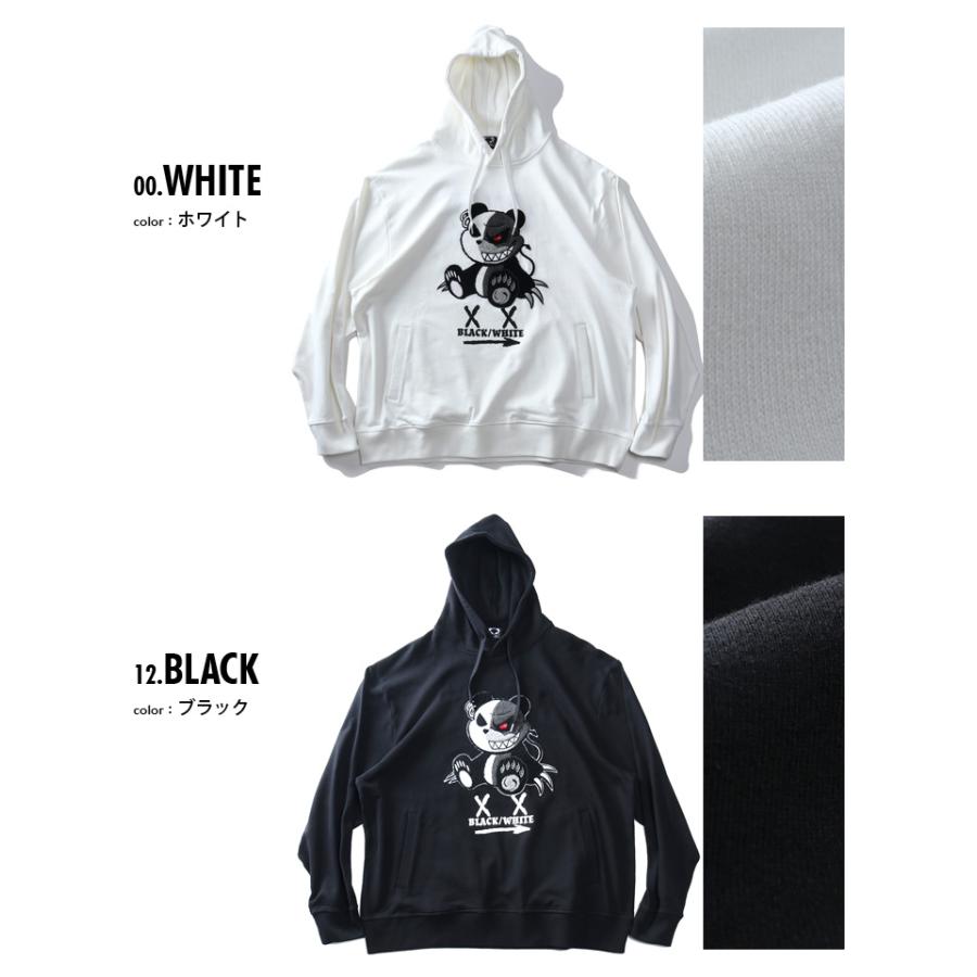 大きいサイズ メンズ B/W-PDJ RELAX PANDA プルオーバー パーカー 秋冬