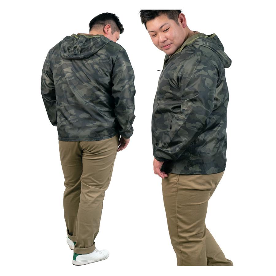大きいサイズ メンズ LAPWING 裏メッシュ フーデッド 迷彩柄 ブルゾン