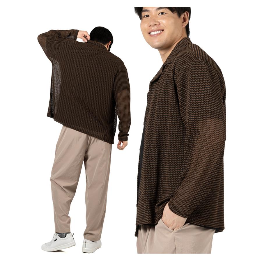 大きいサイズ メンズ PANASPUR パナシュプール ラッセル編み 長袖 シャツ 春夏新作 6402-727 【fre】 | ブランド登録なし | 05