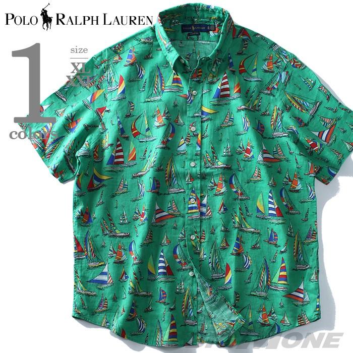 大きいサイズ メンズ Polo Ralph Lauren ポロ ラルフローレン 麻100 総柄 半袖 ボタンダウン シャツ Usa直輸入 大きいサイズの店ビッグエムワン 通販 Paypayモール