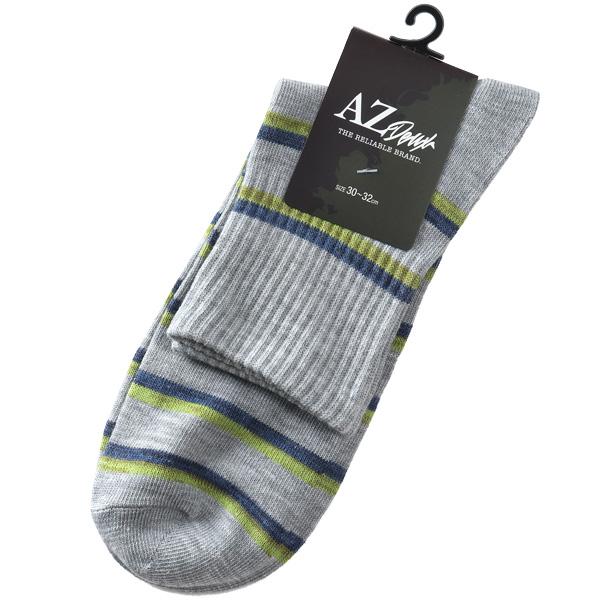 大きいサイズ メンズ AZ DEUX 引き揃え ボーダー柄 クルー ソックス 靴下 81286600 | ブランド登録なし | 05