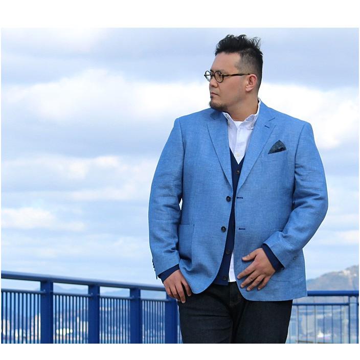 Sartoria Bellini 大きいサイズ メンズ 麻混 2ツ釦 ジャケット