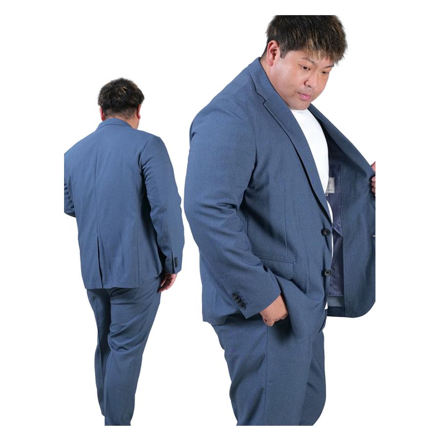 大きいサイズ メンズ SARTORIA BELLINI セットアップ デニムライク ストレッチ ジャケット ジャストフィット 軽量 ウォッシャブル イージーケア ライフスーツ azw24237-sj Sartoria Bellini 大きいサイズ メンズ セットアップ デニムライク