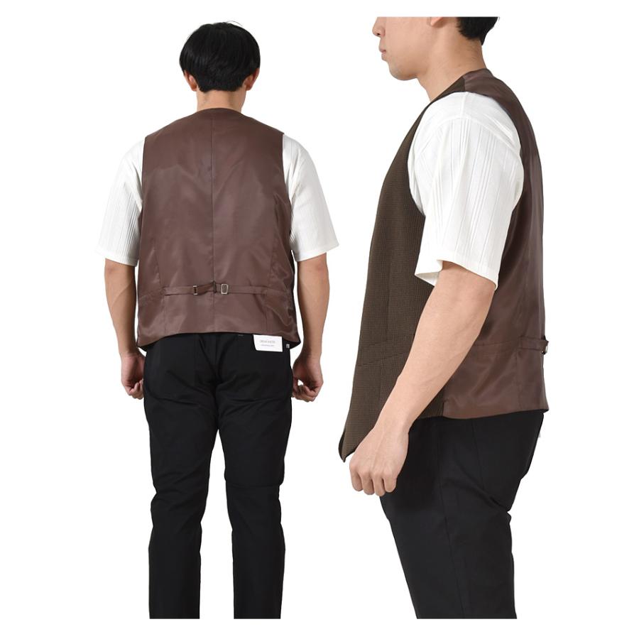 Dream Master 大きいサイズ メンズ 千鳥柄 ストレッチ ベスト dm2423vs