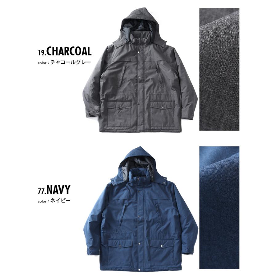 大きいサイズ メンズ Three Quarter フード脱着 中綿 ミドル ハーフ