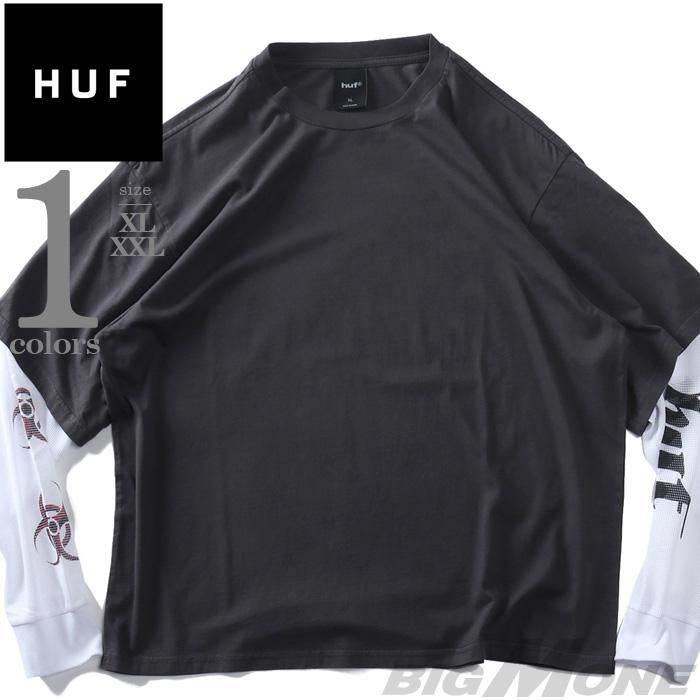 大きいサイズ メンズ HUF ハフ フェイクレイヤード 長袖 Tシャツ LEON LS DOUBLE LAYER TOP USA直輸入 kn00582 | HUF