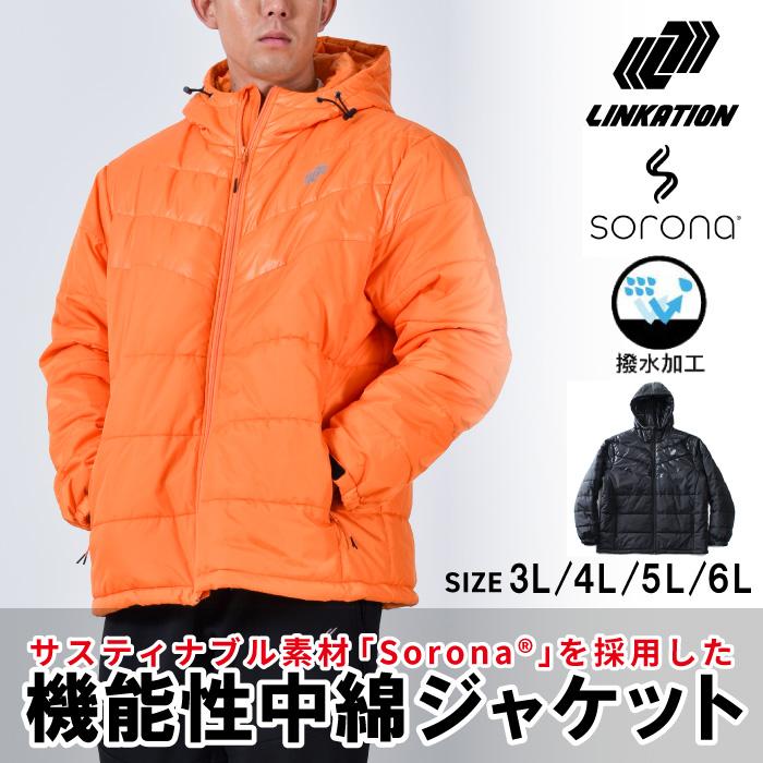 202 PGG 新品タグ付 定価33,000円 シャツブルゾン オレンジ 5 L Linkation（リンケーション） 大きいサイズ メンズ フーデッド 3M