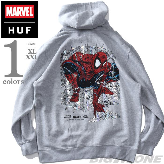 大きいサイズ メンズ HUF ハフ ｘ MARVEL マーベル スパイダーマン フルジップ パーカー SPIDER-MAN ARACHKNIGHT FZ HOODIE USA直輸入 pf00824 | HUF