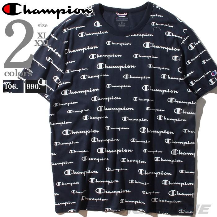 大きいサイズ メンズ Champion チャンピオン ロゴ総柄 半袖 Tシャツ USA直輸入 t5747p 大きいサイズの店ビッグエムワン