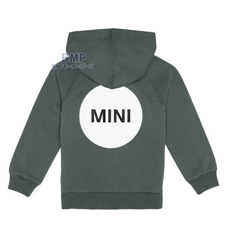 BMW MINI 純正 MINI COLLECTION 2024 MINI ワードマーク フード ジャケット キッズ パーカー セージ コレクションの画像